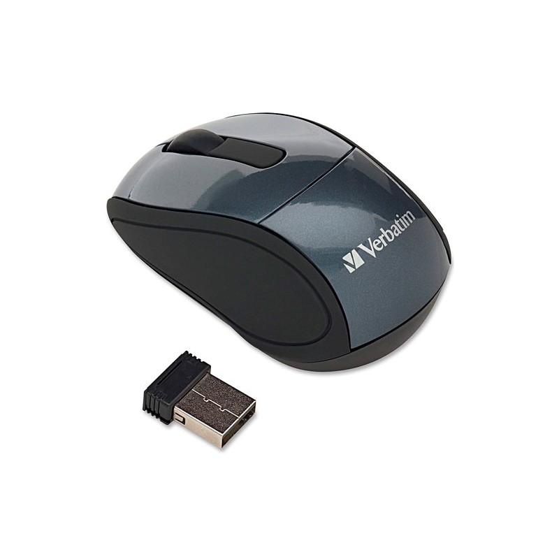 Mouse Verbatim Optico blue led inalambrico, usb 2.0, Color grafito