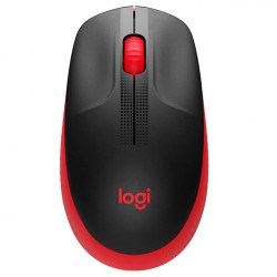 Mouse Optico Inalambrico Logitech M190 Negro con Rojo, Ambidiestro, 1000 dpi, 3 botones