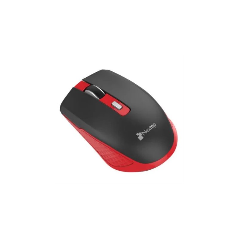Mouse Nextep Inalámbrico Recargable Switch Encendido 1600 dpi Color Negro-Rojo
