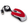 Mouse MINI Verbatim, CABLE RETRACTIL, USB tipo C, Color Rojo/GRIS