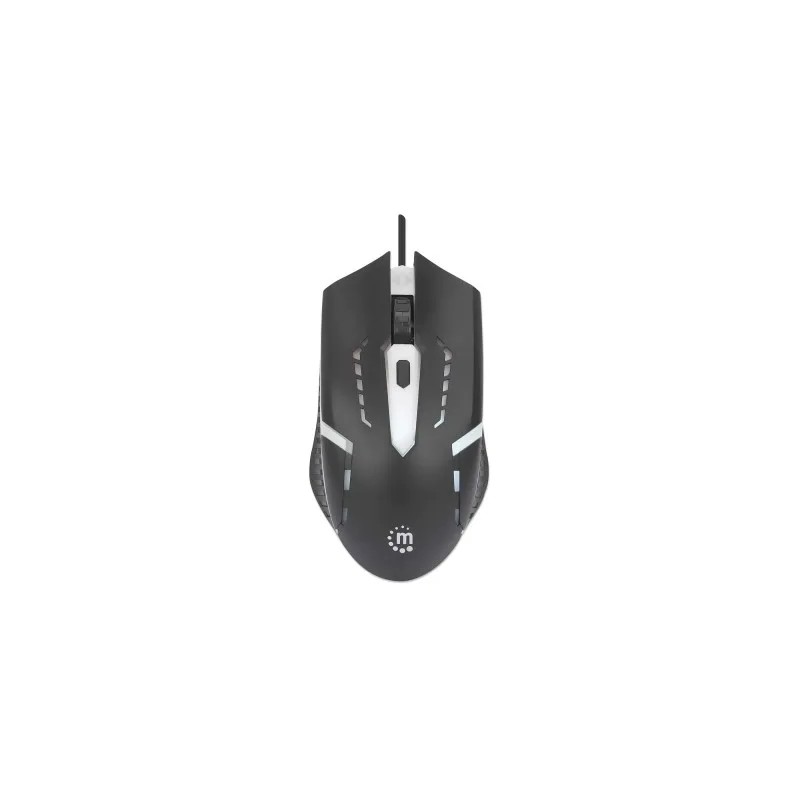 Mouse Manhattan Optico Luminiscente RGB USB, 4 Botones, 1500 DPI, interfaz USB tipo A, Color Negro