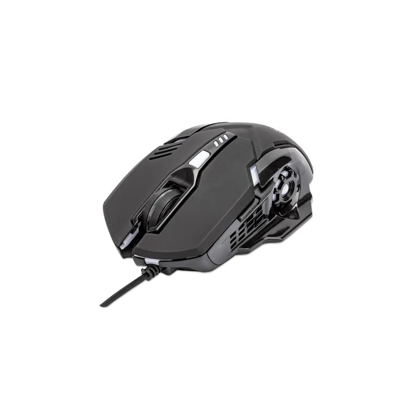 Mouse Manhattan Optico Gaming 6 Botones, led, 3200 DPI, interfaz USB tipo A, Color Negro