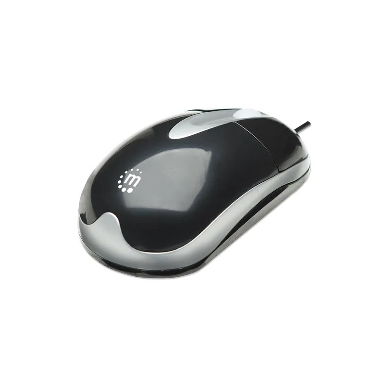 Mouse Manhattan Óptico Clásico MH3 USB 1000dpi Color Negro-Plata