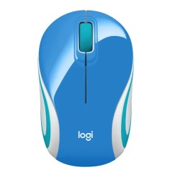 Mouse Logitech Optico USB M187 1000 DPI Inalámbrico Azul, Blanco