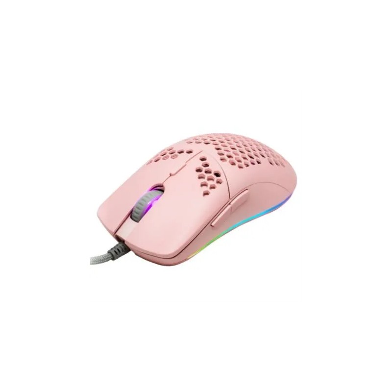 Mouse Gaming Game Factor MOG-601 Rosa, RGB, 16000 DPI, Sensor PMW3389, 7 botones
