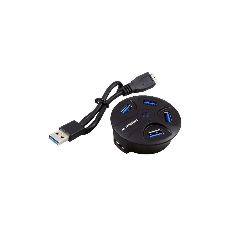 Mini Hub X-Media XM-UB3004 Interfaz USB 3.2 Gen 1 Type-A, 4xUSB a 3.1, 5000 Mbit/s ULTIMAS PIEZAS