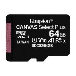 Micro SD Kingston Canvas Select Plus, 64Gb, Class 10, UHS-I, 100 MB/s, Adaptador Sd