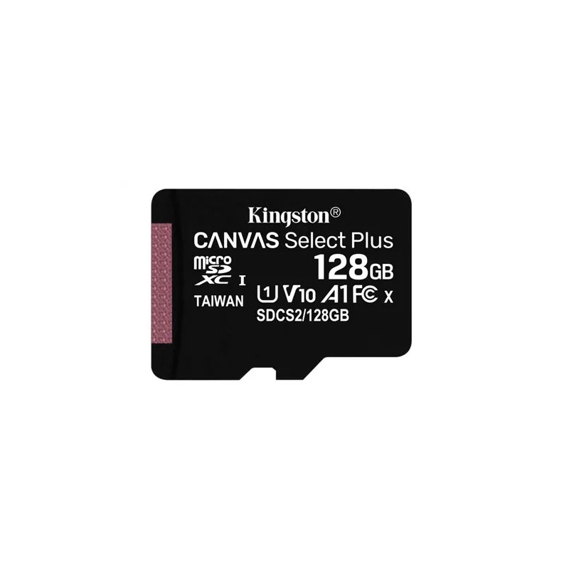 Micro SD Kingston Canvas Select Plus 128GB, Class 10, Escritura 100 Mb/s, Adaptador SD
