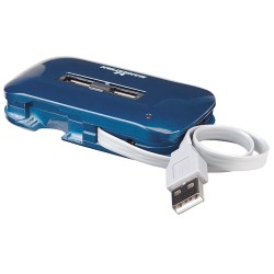 Micro HUB Manhattan USB 2.0 de 4 puertos, 480Mbit/s, Color Azul