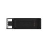 Memoria usb Tipo-C Kingston DataTraveler 70, 64GB, Color Negro, Tipo C