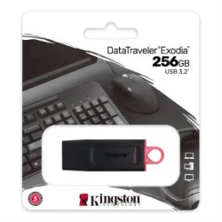 Memoria usb Kingston DataTraveler Exodia 256 GB, 3.2 Gen 1 3.1 Gen 1, Color Negro