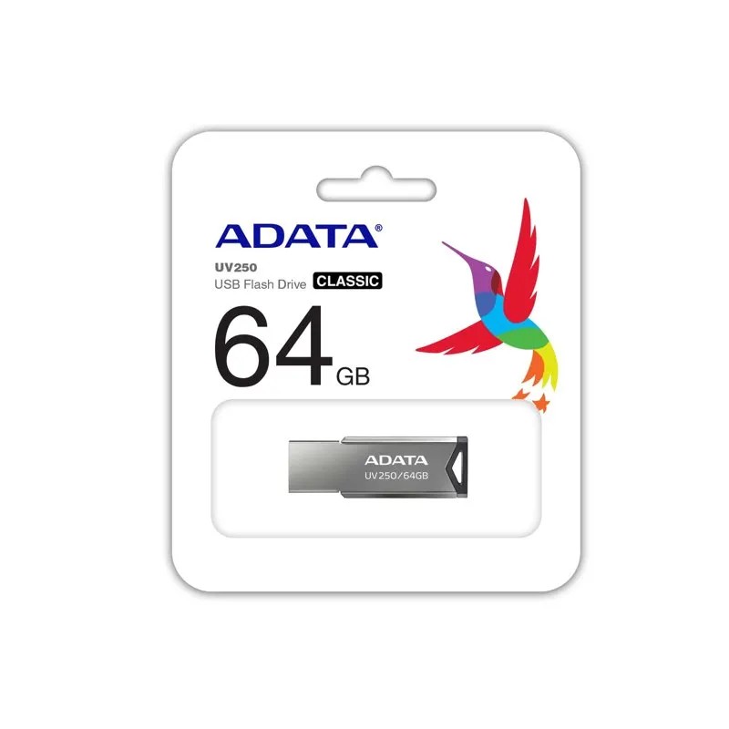 Memoria Usb ADATA UV250, 64GB, USB 2.0, Plata