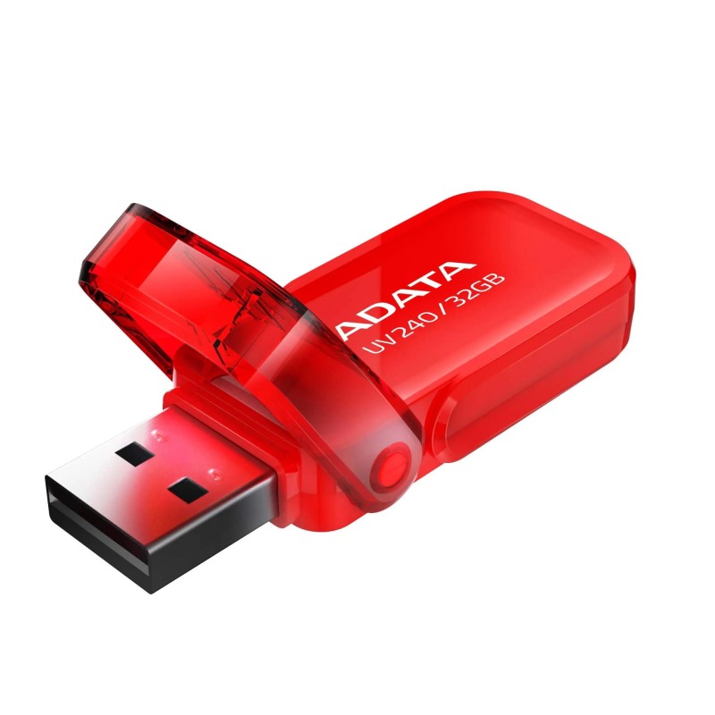 Memoria usb ADATA UV240, 32GB, 2.0, Factor de forma Tapa, Color Rojo