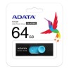 Memoria Usb Adata UV220, 64GB, Retractil, Color Negro/Azul