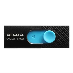 Memoria Usb Adata UV220, 64GB, Retractil, Color Negro/Azul