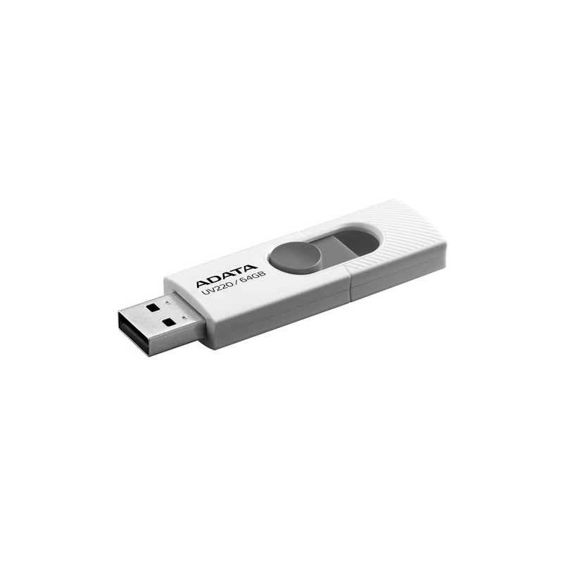 Memoria Usb ADATA UV220 64GB, 2.0, Factor de forma Deslizar, Color Gris/Blanco