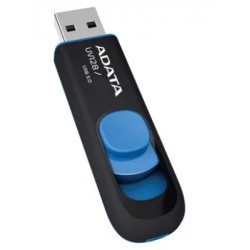 MEMORIA USB ADATA UV128 64GB USB 3.0, RETRACTIL, NEGRO/AZUL