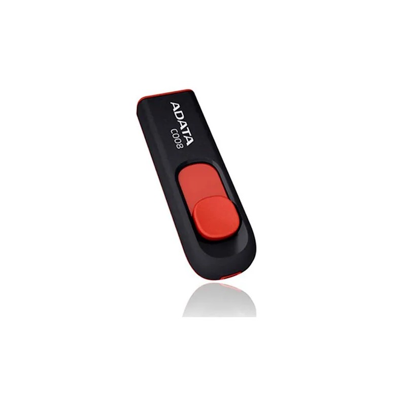 Memoria usb ADATA C008 64GB 64GB, 2.0, Factor de forma Deslizar, Color Negro/Rojo