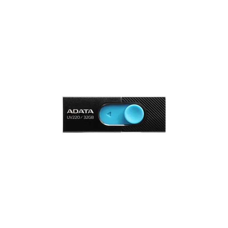 Memoria USB Adata AUV220, 32GB, Color Negro-Azul, Retractil