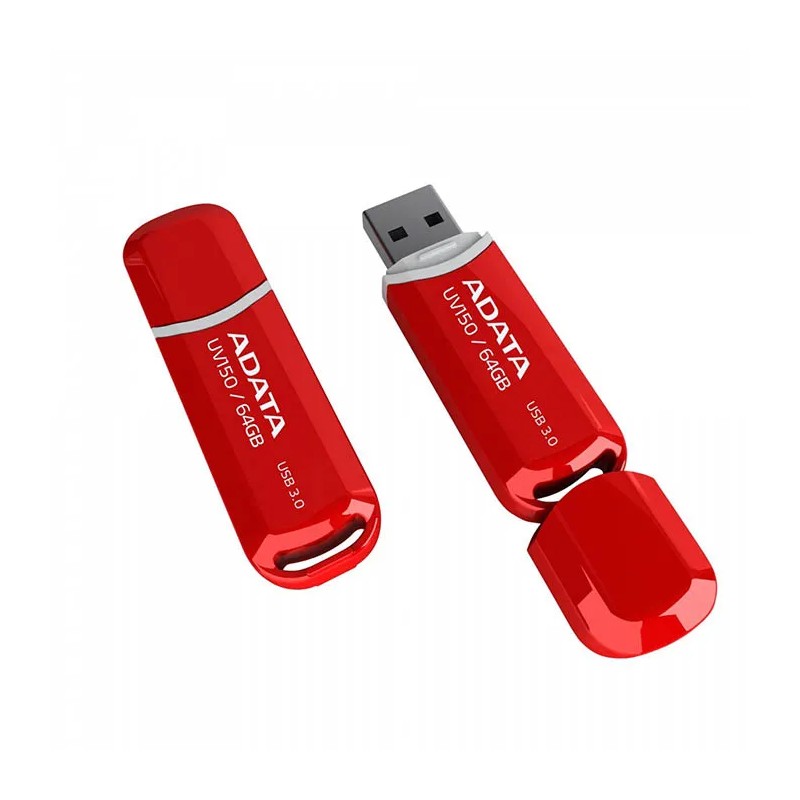 Memoria usb ADATA 64GB DashDrive UV150, 64GB, Factor de forma Tapa, Color Rojo
