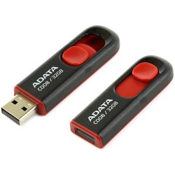 Memoria usb ADATA 32GB C008, Deslizable, Color Negro/Rojo