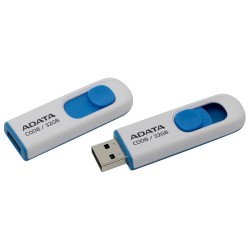 Memoria usb ADATA 32GB C008, 32GB, 2.0, Blanco/Azul