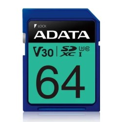 Memoria SDXC ADATA, 64Gb, CL10, V30, 4K, UHD, Negro/Azul