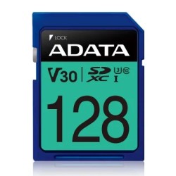 Memoria SDXC ADATA 128GB, CL10, V30, 4K UHD, 100 MB/PS, Negro/Azul