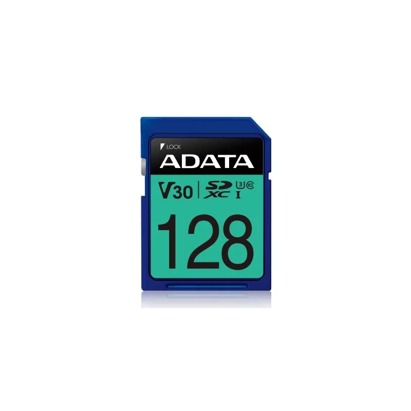 Memoria SDXC ADATA 128GB, CL10, V30, 4K UHD, 100 MB/PS, Negro/Azul
