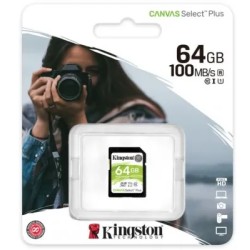 Memoria SD XC Kingston Canvas Select Plus, 64Gb, Clase 10 UHS-I Hasta 100MB/S