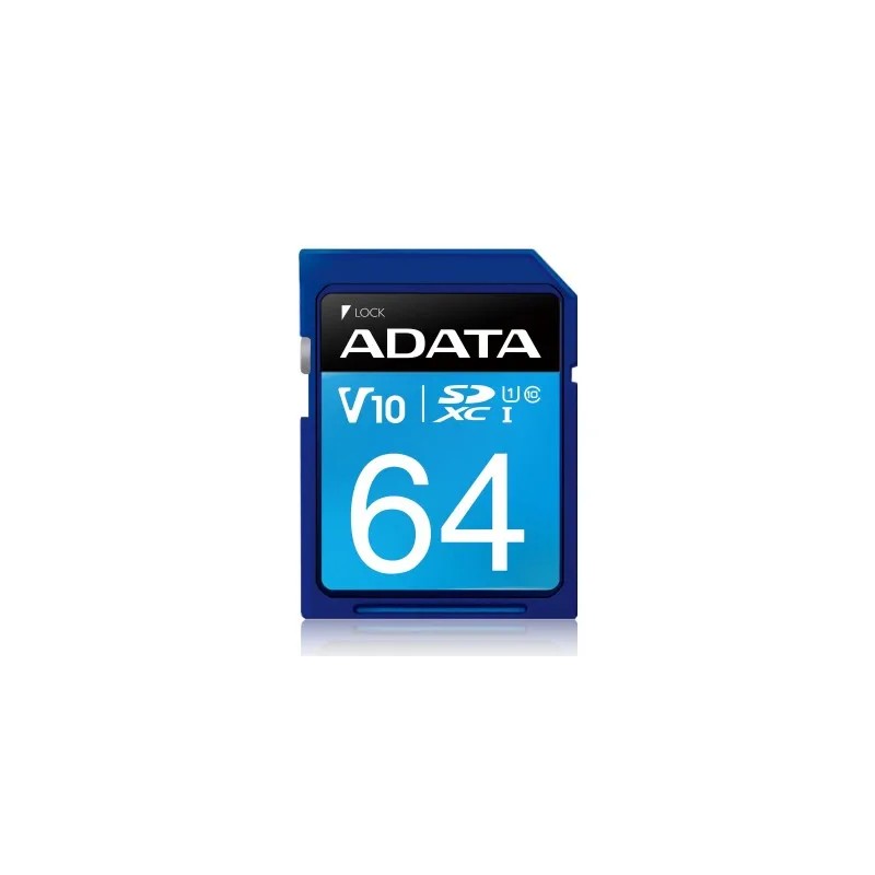 Memoria SD Adata 64GB Premier Sdxc Uhs - I Clase 10 Read 50 MbS Write 10Mb/S