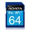 Memoria SD Adata 64GB Premier Sdxc Uhs - I Clase 10 Read 50 MbS Write 10Mb/S