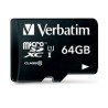 Memoria MicroSD XC Verbatim Premium 64gb Profesional, uso rudo, Velocidad 90 MB/s, Clase 10, U1