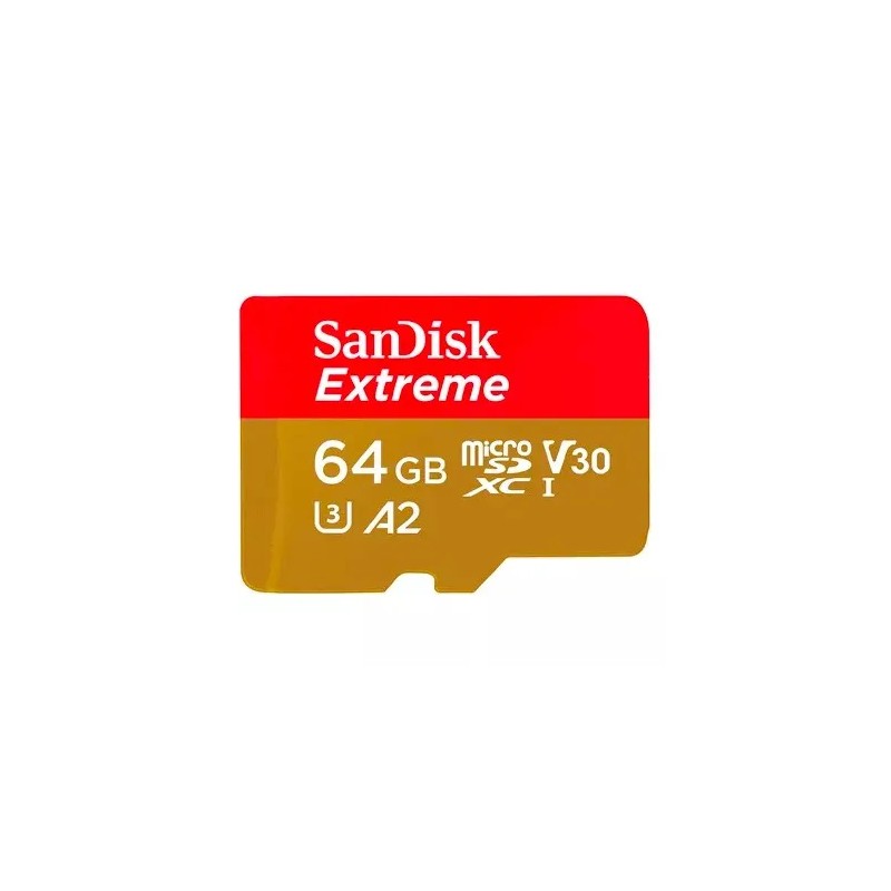 Memoria MicroSD Sandisk 64GB Extreme Sdhc, Sdxc Uhs-I Clase 10 Read 160Mb/S Write 60 MbS