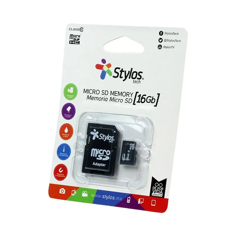 MEMORIA MICRO SD STYLOS 16 GB (STMS161B)