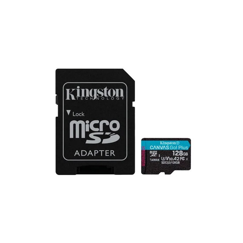 Memoria Micro SD Kingston Canvas Go Plus, 128GB, Velocidad 170 MB/s, Clase 10