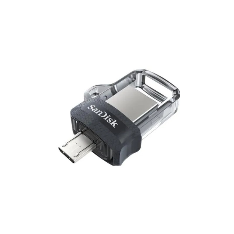 Memoria Flash, USB 3.0 Sandisk 64GB Ultra Dual Drive M3.0 Read 150Mb/S Negro, Plata