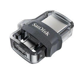Memoria Flash, USB 3.0 Sandisk 64GB Ultra Dual Drive M3.0 Read 150Mb/S Negro, Plata