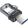 Memoria Flash, USB 3.0 Sandisk 64GB Ultra Dual Drive M3.0 Read 150Mb/S Negro, Plata