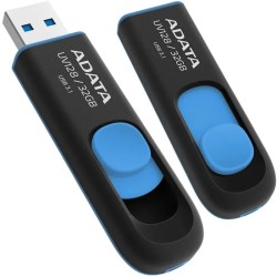 Memoria Flash, USB 3.0 Adata 32GB Dashdrive Uv128 Read 40 MbS Write 25Mb/S Negro, Azul