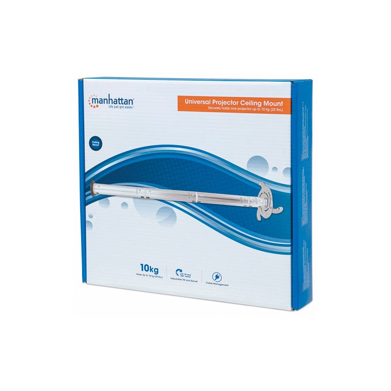 Manhattan Soporte de Techo para Proyector, 13-106cm, hasta 10Kg, Plata