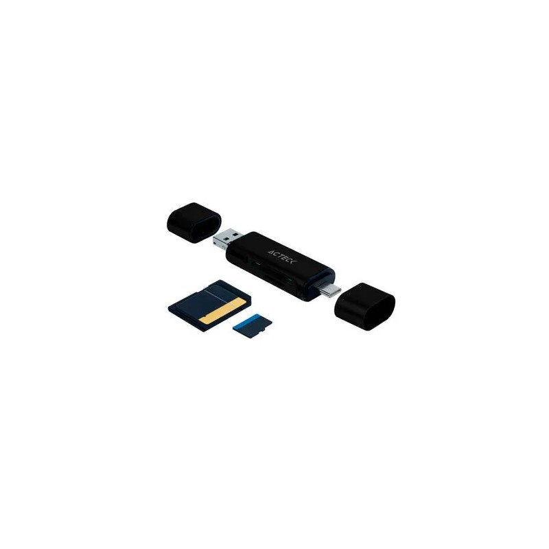 Lector de Memorias Acteck, MicroSD, SD, USB-A, USB-C, Negro