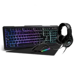 Kit Vorago Gamer KMH-501 Teclado Usb RGB , Mouse optico Usb RGB , Diadema con microfono 3.5mm RBG , Mousepad 320x240mm, Negro