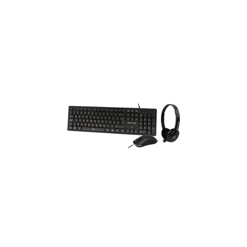 Kit Teclado+Mouse+Diadema para Oficina  PERFECT CHOICE PC-201717