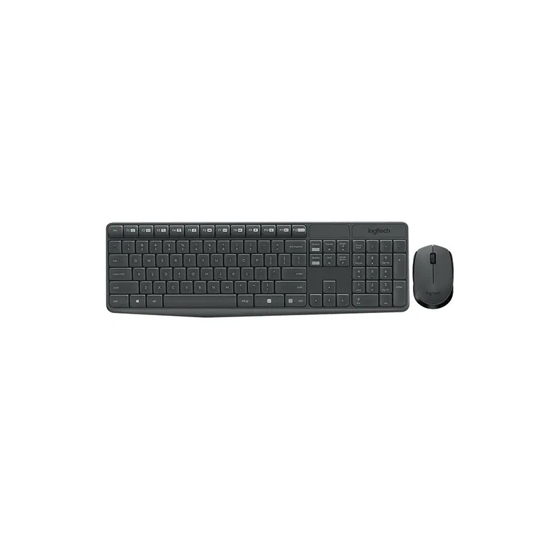 Kit Teclado y Raton Logitech MK235, Inalambrico, Teclado Multimedia, Color Negro/Gris