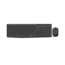 Kit Teclado y Raton Logitech MK235, Inalambrico, Teclado Multimedia, Color Negro/Gris