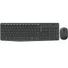 Kit Teclado y Raton Logitech MK235, Inalambrico, Teclado Multimedia, Color Negro/Gris