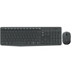 Kit Teclado y Raton Logitech MK235, Inalambrico, Teclado Multimedia, Color Negro/Gris