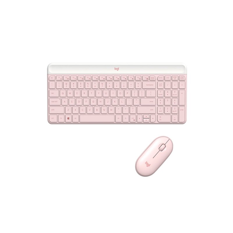 Kit Teclado y Mouse Logitech MK470 Slim, inalambrico, USB-A, Color Rosa