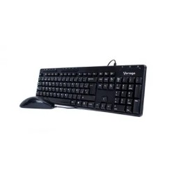 Kit Teclado Multimedia y Mouse VORAGO, mouse Optico 1000 KM-104, Usb, Negro